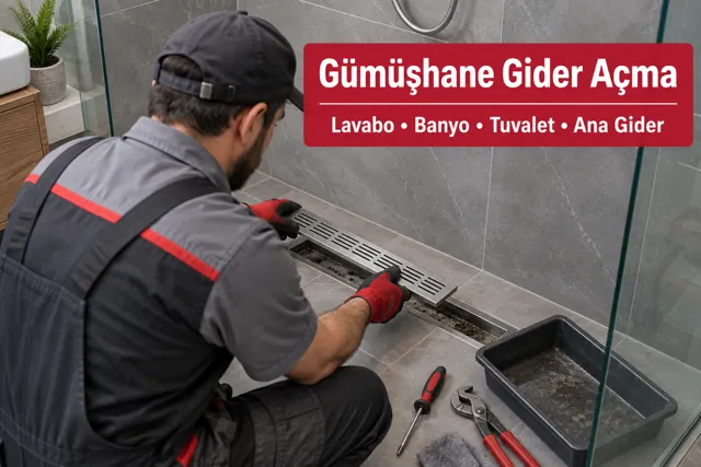 Gümüşhane gider açma — duş süzgeci ve gider bağlantısının kontrolü