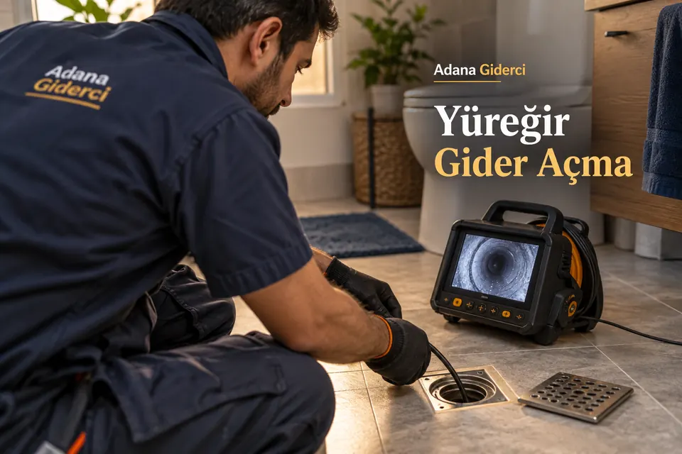 Adana Yüreğir gider açma hizmet görseli Adana Yüreğir gider açma — Adana Giderci — Yüreğir gider açma için temsili tesisat çalışması