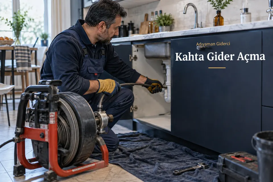 Adıyaman Kahta gider açma — Adıyaman Giderci — Kahta gider açma için temsili tesisat çalışması