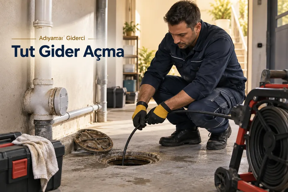 Adıyaman Tut gider açma — Adıyaman Giderci — Tut gider açma için temsili tesisat çalışması