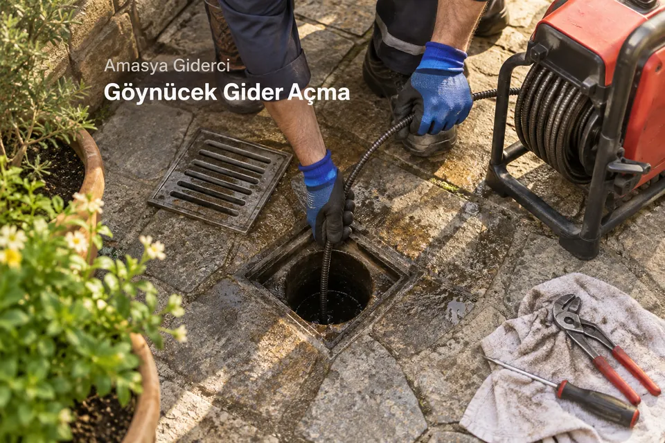 Amasya Göynücek gider açma — Amasya Giderci — Göynücek gider açma için temsili tesisat çalışması