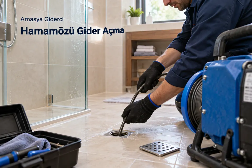 Amasya Hamamözü gider açma — Amasya Giderci — Hamamözü gider açma için temsili tesisat çalışması