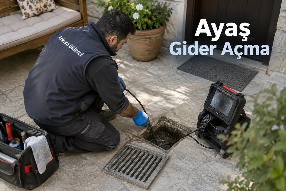 Ankara Ayaş gider açma hizmet görseli Ankara Ayaş gider açma — Ankara Giderci — Ayaş gider açma için temsili tesisat çalışması