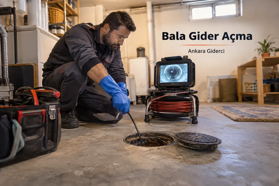 Ankara Bala gider açma — Ankara Giderci — Bala gider açma için temsili tesisat çalışması