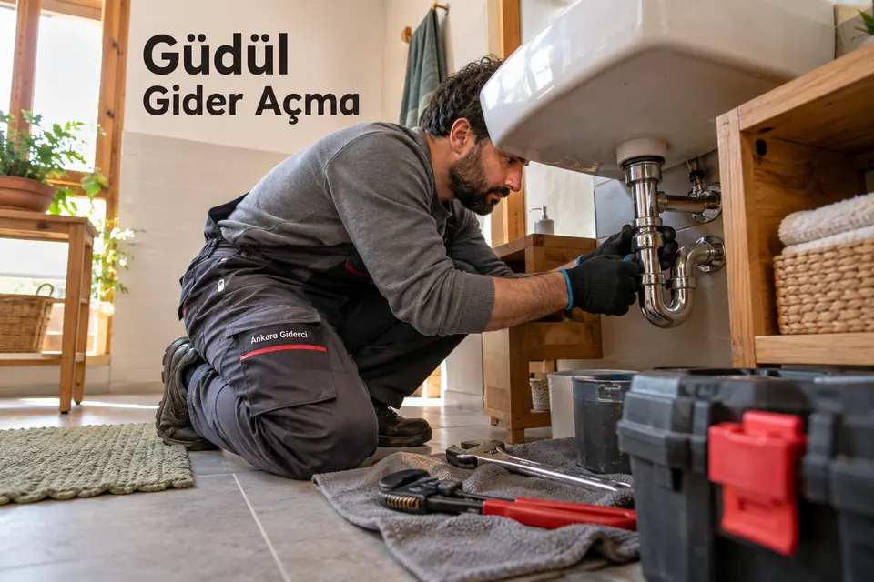 Ankara Güdül gider açma hizmet görseli Ankara Güdül gider açma — Ankara Giderci — Güdül gider açma için temsili tesisat çalışması