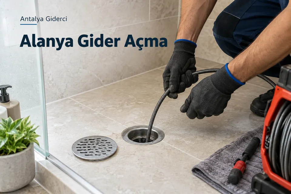Antalya Alanya gider açma — duş süzgecinden gider hattına spiral ile müdahale