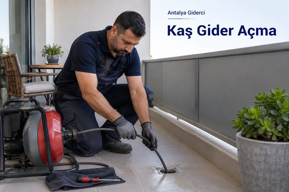 Antalya Kaş gider açma hizmet görseli Antalya Kaş gider açma — balkon giderine spiral ile müdahale