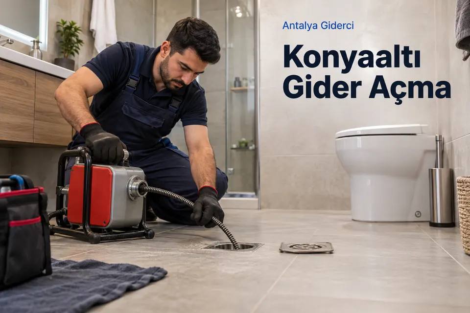 Antalya Konyaaltı gider açma — banyo yer süzgecinde tıkanıklık açma çalışması