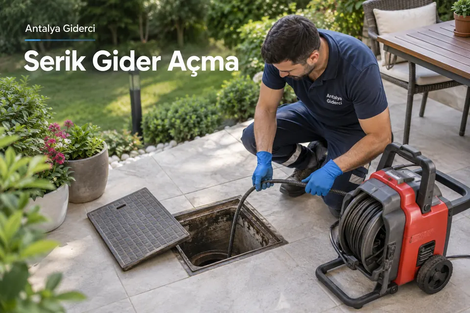 Antalya Serik gider açma — bahçedeki gider kontrol noktasında açma makinesi