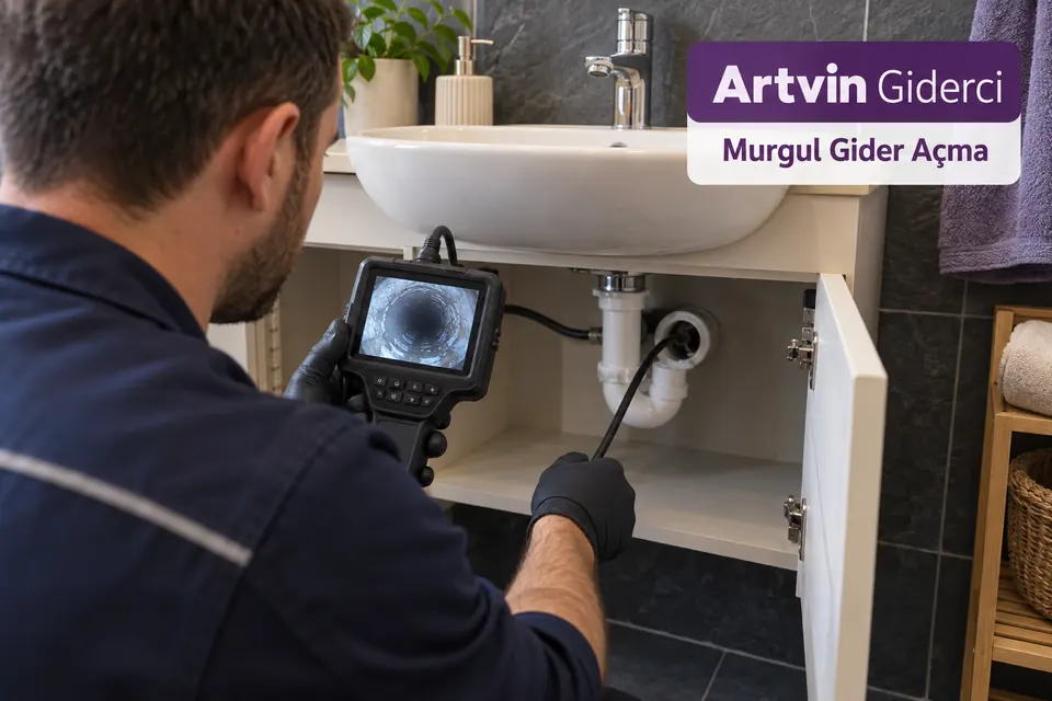 Artvin Murgul gider açma hizmet görseli Artvin Murgul gider açma — lavabo bağlantısında kameralı gider kontrolü