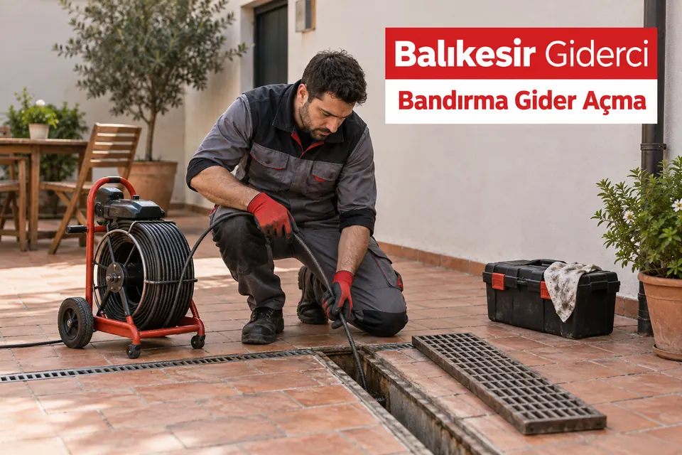 Balıkesir Bandırma gider açma — avlu gider kanalında çalışma