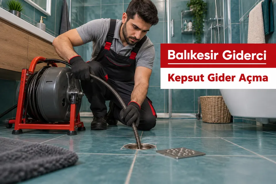 Balıkesir Kepsut gider açma hizmet görseli Balıkesir Kepsut gider açma — banyo zemin giderinde açma çalışması