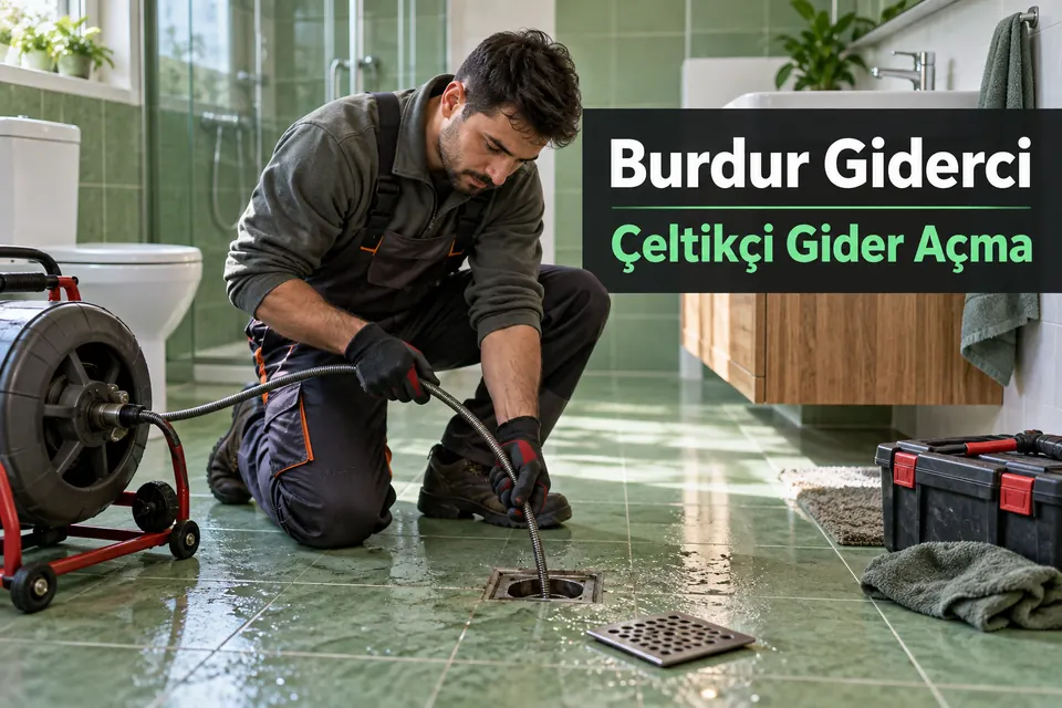 Burdur Çeltikçi gider açma hizmet görseli Burdur Çeltikçi gider açma — banyo giderinde makineyle çalışma