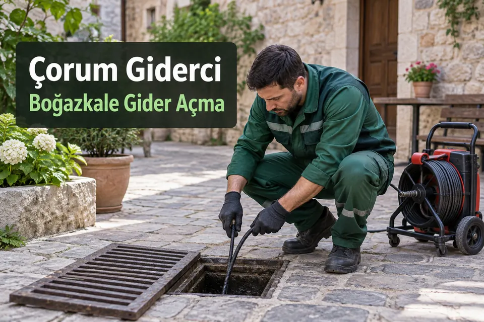 Çorum Boğazkale gider açma — avlu ızgarasında gider çalışması