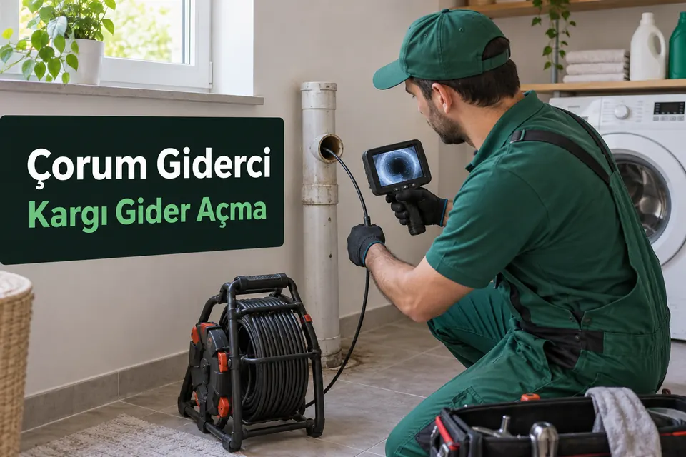 Çorum Kargı gider açma hizmet görseli Çorum Kargı gider açma — çamaşır alanındaki boruda kamera kontrolü