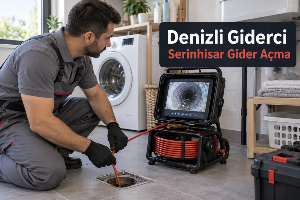 Denizli Serinhisar gider açma — çamaşır alanında kamera ile hat inceleme