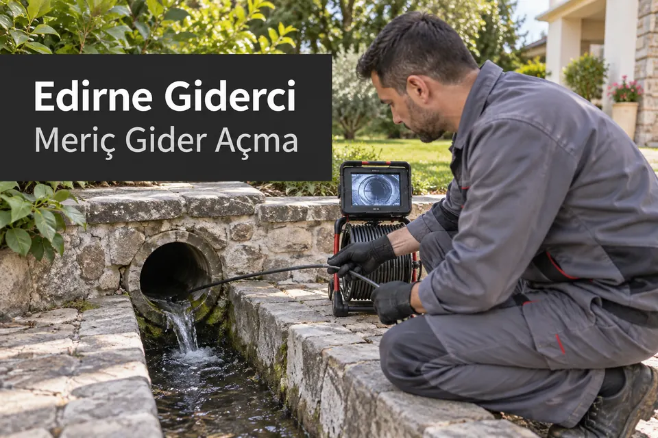 Edirne Meriç gider açma — bahçe kanalının çıkışında inceleme