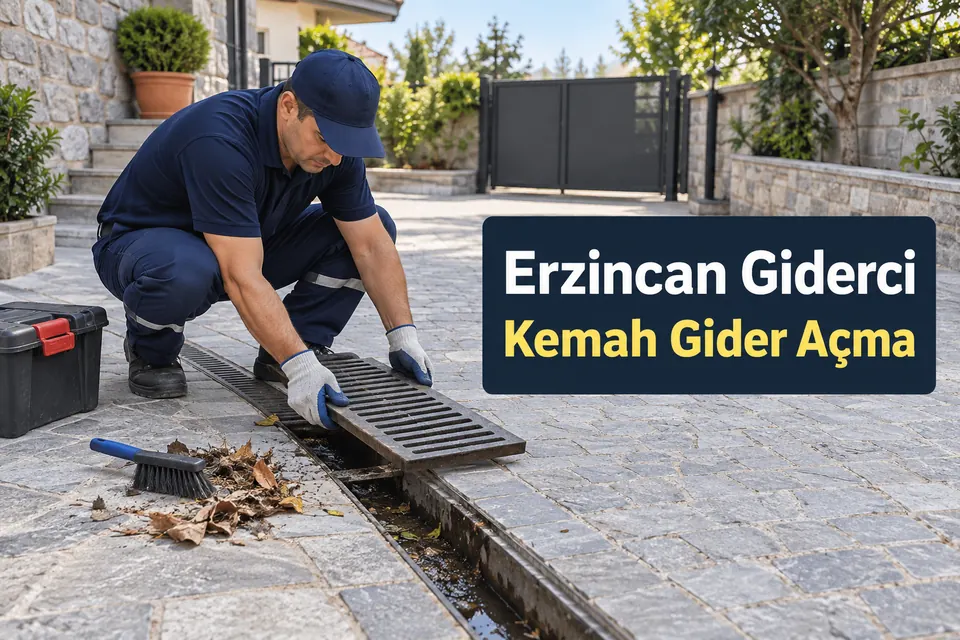Erzincan Kemah gider açma hizmet görseli Erzincan Kemah gider açma — avlu tahliye kanalında temizlik