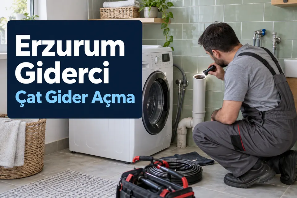 Erzurum Çat gider açma — çamaşır alanı gider bağlantısının incelenmesi