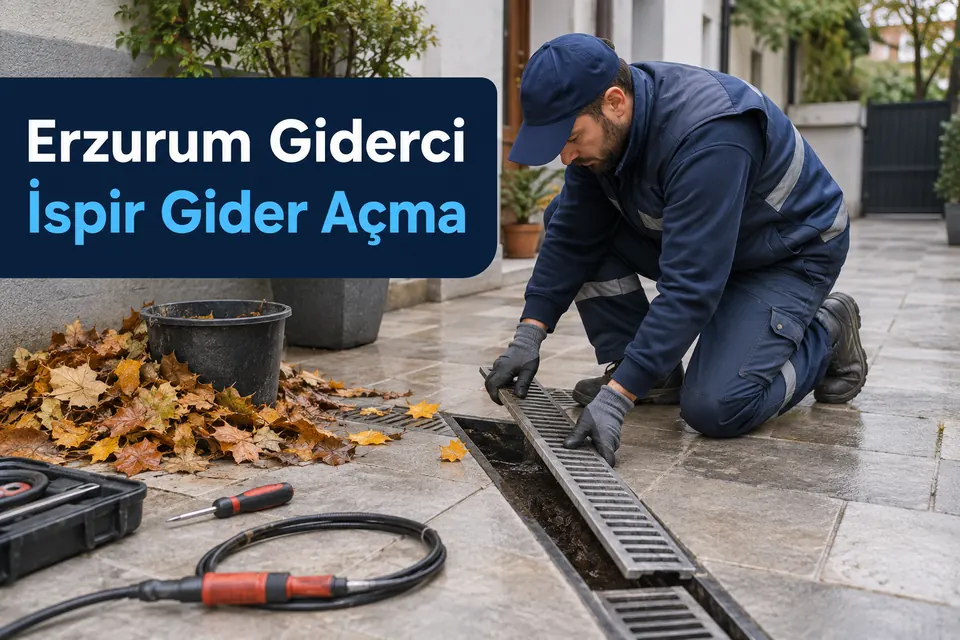 Erzurum İspir gider açma — avlu tahliye kanalında ızgara temizliği