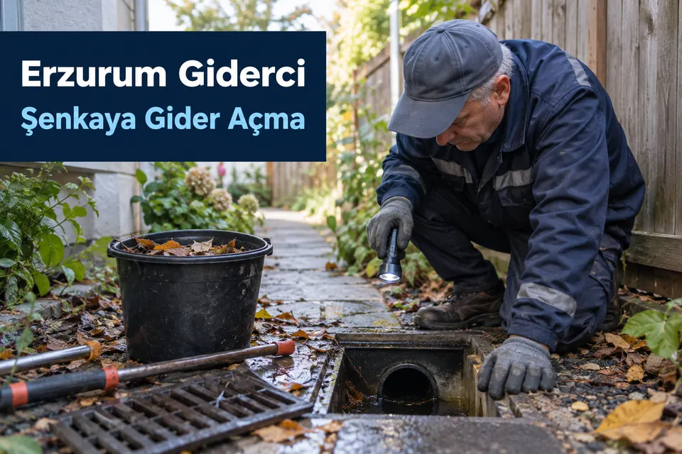 Erzurum Şenkaya gider açma hizmet görseli Erzurum Şenkaya gider açma — bahçe tahliye çıkışının incelenmesi