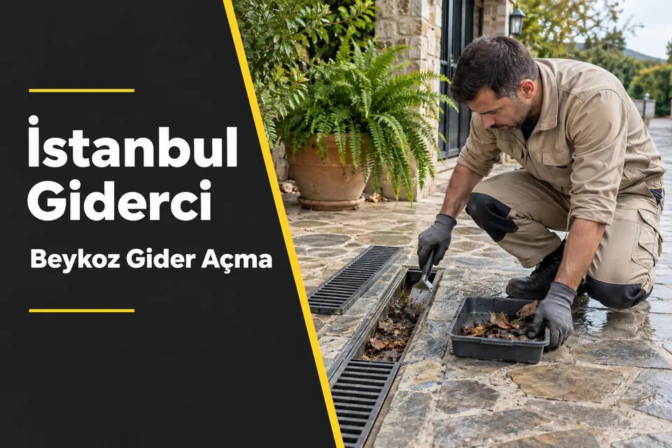 İstanbul Beykoz gider açma hizmet görseli İstanbul Beykoz gider açma — avlu kanalında yüzey temizliği
