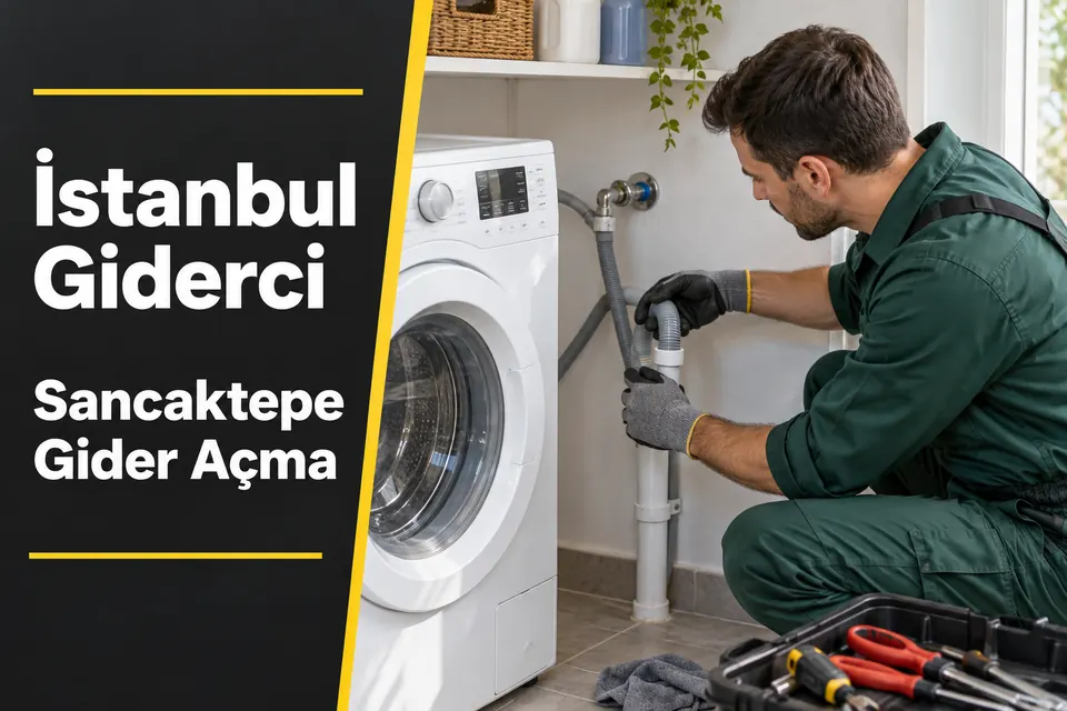İstanbul Sancaktepe gider açma hizmet görseli İstanbul Sancaktepe gider açma — makine tahliye bağlantısında inceleme
