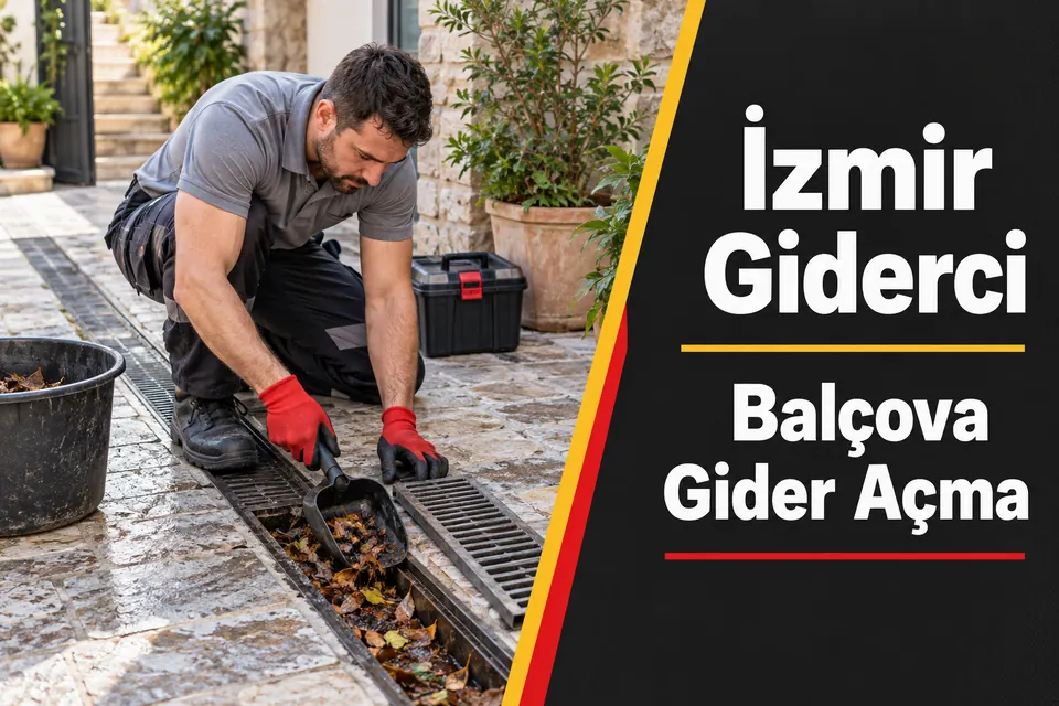 İzmir Balçova gider açma — avlu kanalındaki yaprakların temizlenmesi