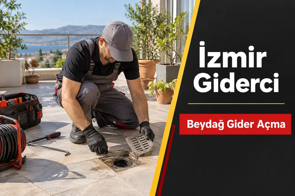 İzmir Beydağ gider açma hizmet görseli İzmir Beydağ gider açma — teras süzgeci ve çıkışının incelenmesi