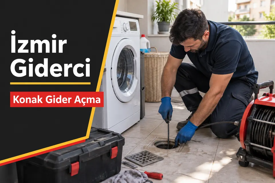 İzmir Konak gider açma — çamaşır alanında yer süzgecinin incelenmesi