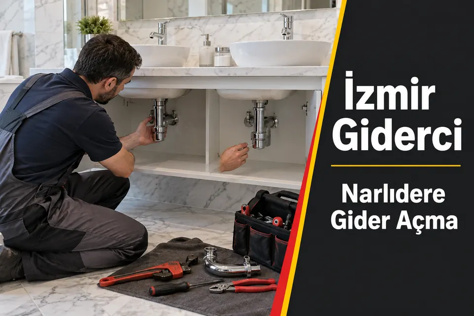 İzmir Narlıdere gider açma — çift lavabonun gider bağlantılarının incelenmesi