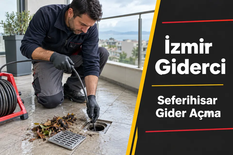 İzmir Seferihisar gider açma — balkon yağmur suyu süzgecinin incelenmesi
