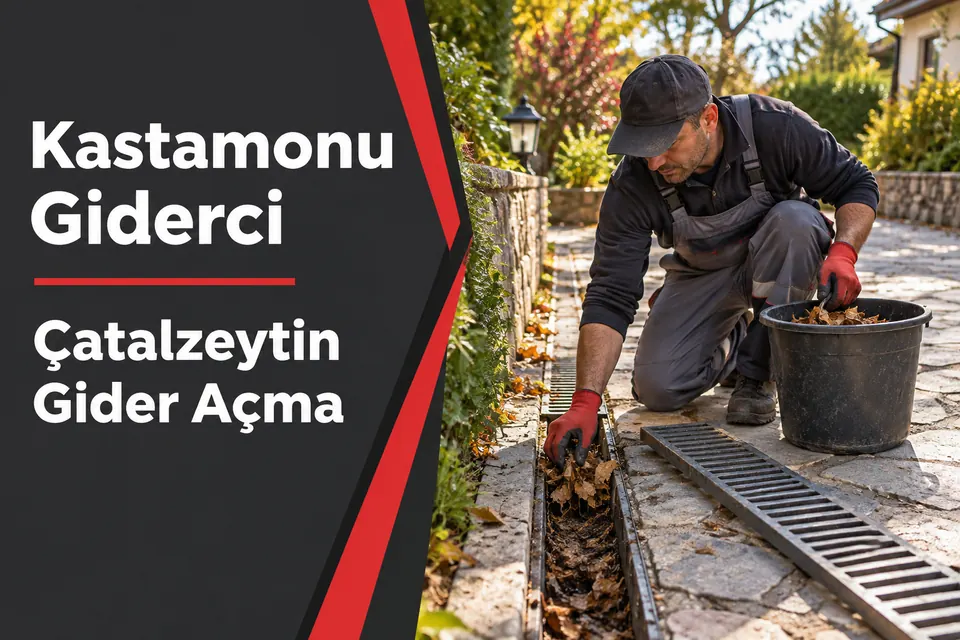 Kastamonu Çatalzeytin gider açma — bahçe kanalında yaprak ve tortu temizliği