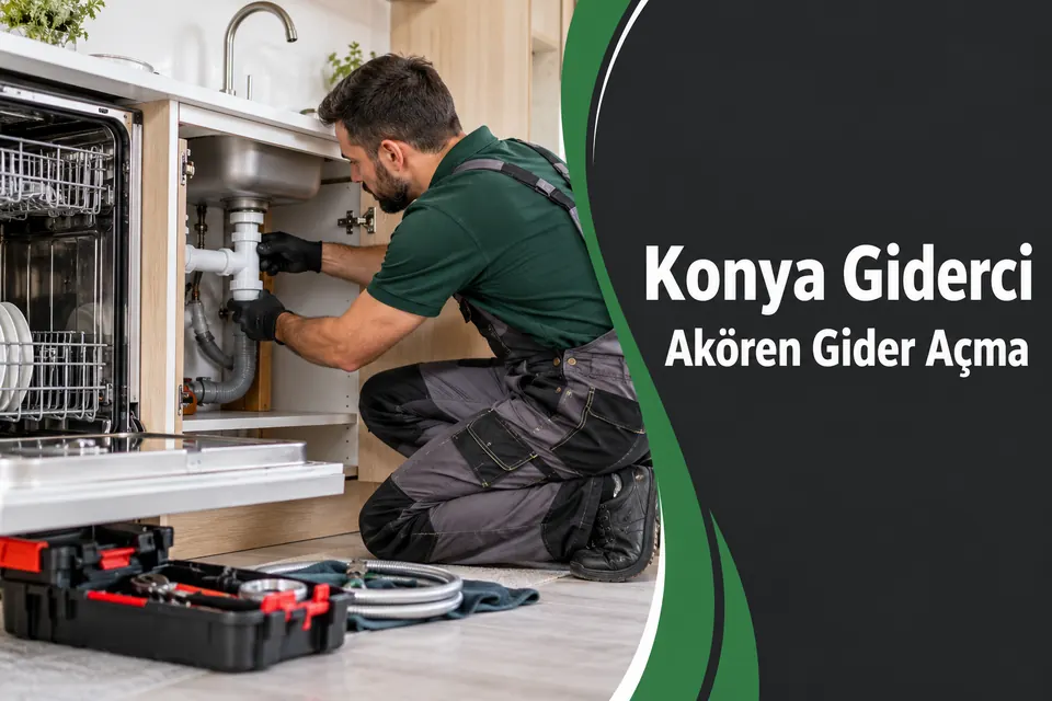 Konya Akören gider açma hizmet görseli Konya Akören gider açma — evye ile makine gider bağlantısının kontrolü