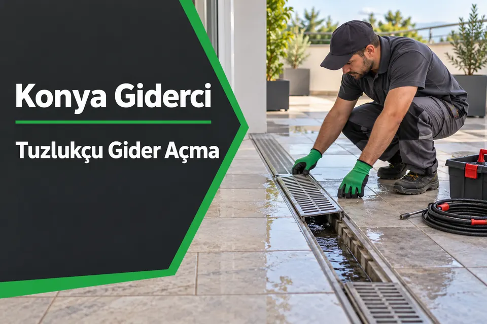 Konya Tuzlukçu gider açma hizmet görseli Konya Tuzlukçu gider açma — teras tahliye kanalı ve yüzey akışının kontrolü