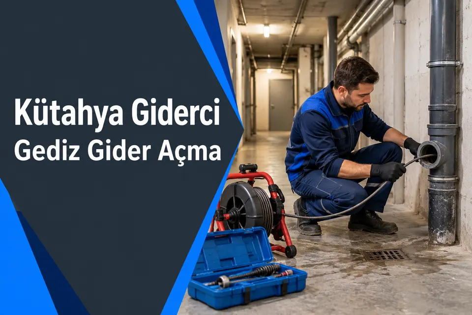 Kütahya Gediz gider açma — apartman ana atık su hattında çalışma