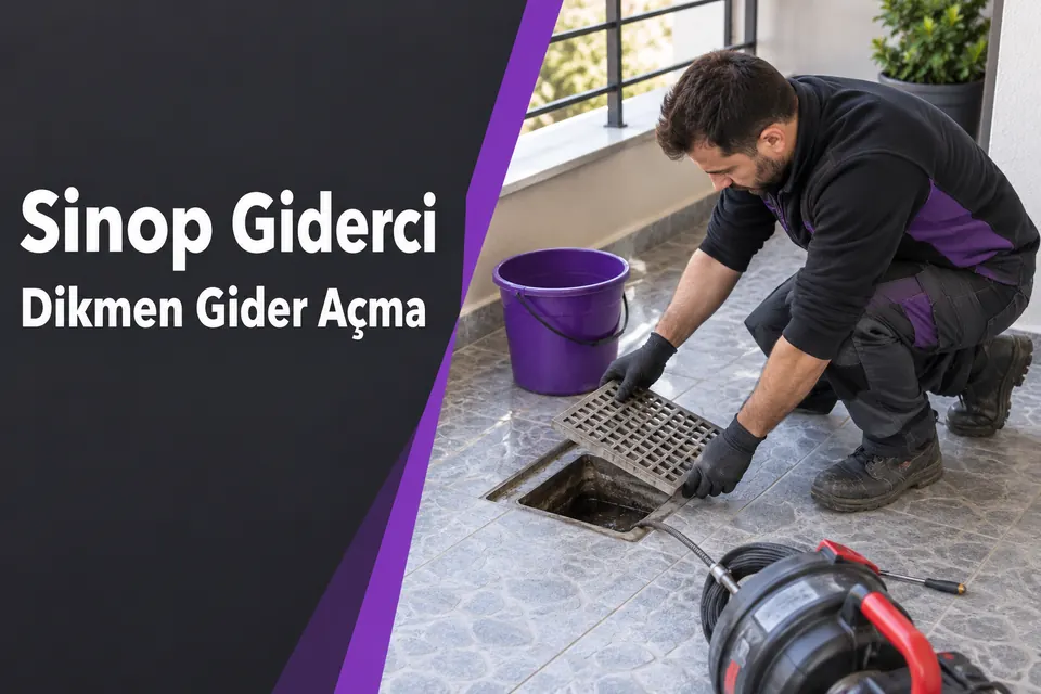 Sinop Dikmen gider açma hizmet görseli Sinop Dikmen gider açma — balkon süzgecinin incelenmesi