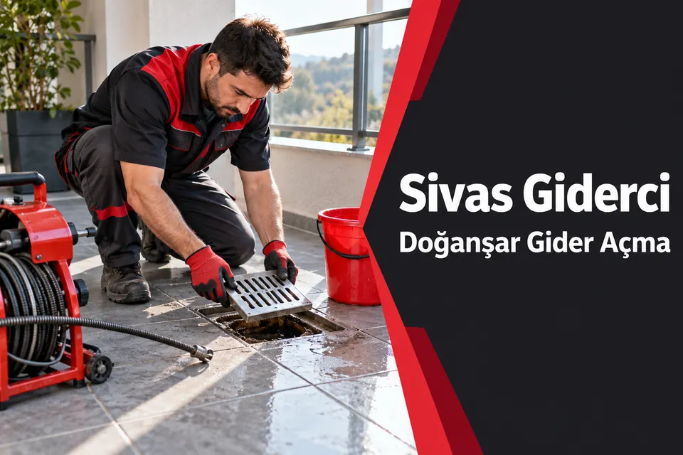 Sivas Doğanşar gider açma hizmet görseli Sivas Doğanşar gider açma — balkon süzgecinin incelenmesi